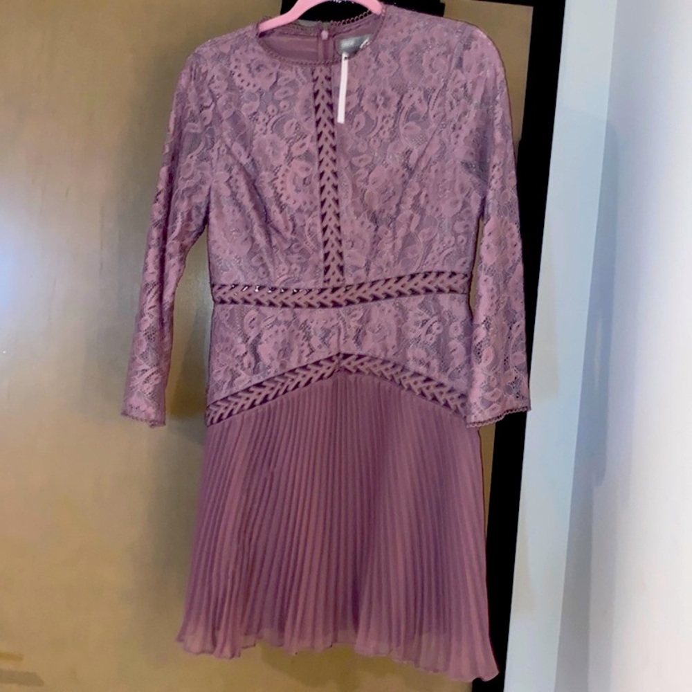 Beaurofil periwinkle/  lilac dress with accordion skirt and drop waist.